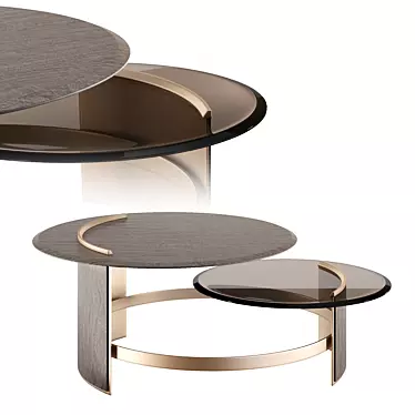 Glamorous Glass-Copper Center Table 3D model image 1 