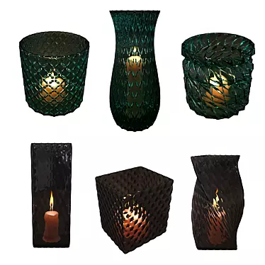 Elegant Glass Candle Holders 3D model image 1 