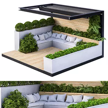 Urban Oasis: Pergola Roof Garden 3D model image 1 