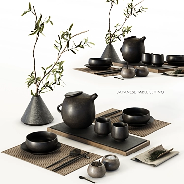 Japanese Tableware Set 3D model image 1 