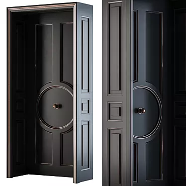 Elegant Black Classical Door 3D model image 1 