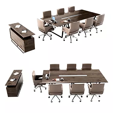Executive Meeting Table Set 3D model image 1 