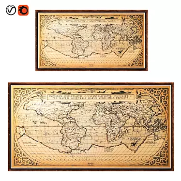Vintage Style World Map Replica 3D model image 1 