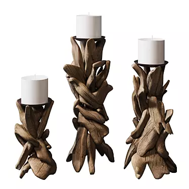 Eco-Style Candle Holders | Set of 3 3D model image 1 