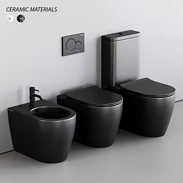 Moon Close Coupled Ceramic Toilet 3D model image 1 
