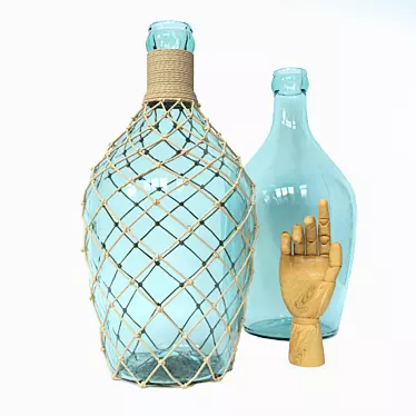 Vintage Bottle with Wooden Handle 3D model image 1 