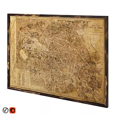 Title: Paris Vintage Map, Stunning Restoration 3D model image 1 