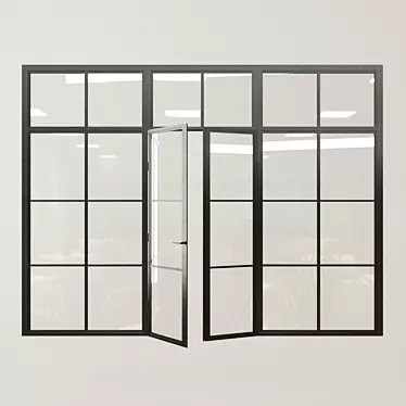 Industrial Glass Doors 3D model image 1 