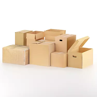 Versatile Set of 8 Cardboard Boxes 3D model image 1 