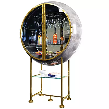 Liquid Luxe: Golden-framed Bar Table 3D model image 1 
