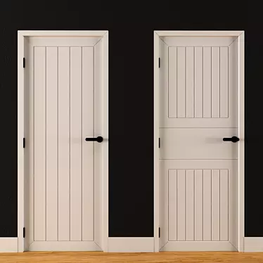 Elegant White Wood Entry Door 3D model image 1 