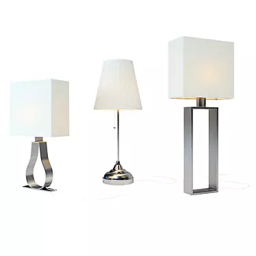 Elegant Nickel Table Lamps 3D model image 1 