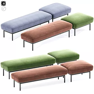 Blu Dot Puff Puff Bench: Chic Seating Solution 3D model image 1 