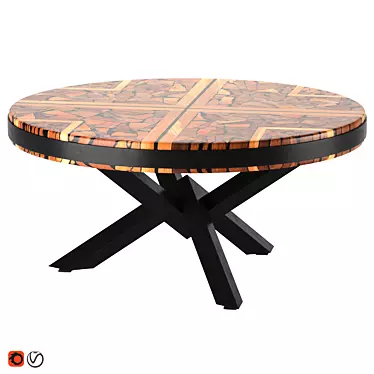 Ethnic Firewood Table: Stylish Wooden Dining Furniture 3D model image 1 