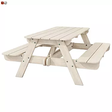 Garden Bench Table Combo 3D model image 1 