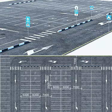 Outdoor Car Park: Spacious and Well-Marked 3D model image 1 