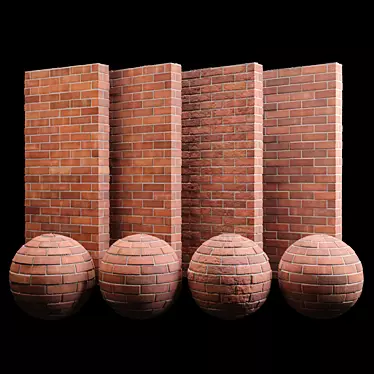 Vibrant Red Brick Tiles - High-Quality Texture 3D model image 1 