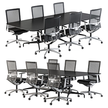 Workplace Bundle: Meeting Table & Office Chair 3D model image 1 