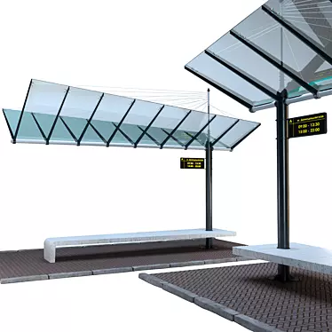 Modern Bus Stop Shelter 3D model image 1 