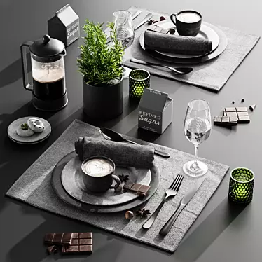Elegant Dining Table Decor 3D model image 1 