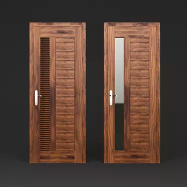 Elegant Walnut Wood Door 3D model image 1 