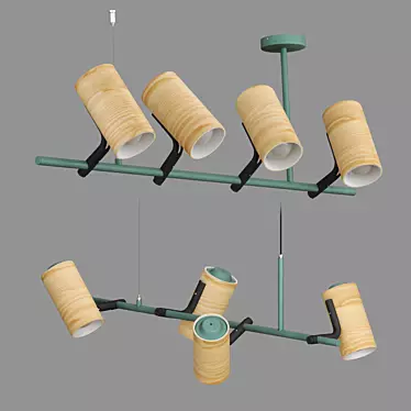 Wooden Barrel Pendant Light 3D model image 1 