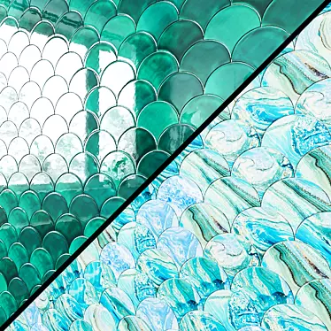 Turquoise Fish Scale Tile 3D model image 1 