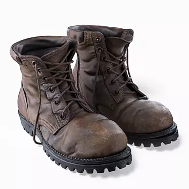Vintage Worn Leather Boots 3D model image 1 
