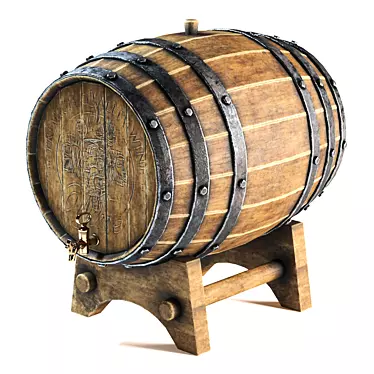 Rustic Wine Barrel - 4096 Textures 3D model image 1 