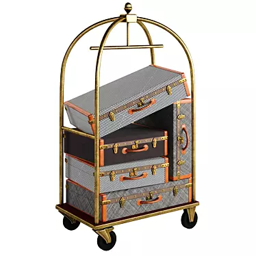 Portable Hotel Luggage Cart 3D model image 1 