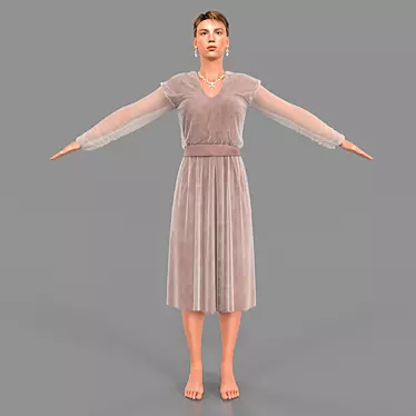 Elegant Dress Girl 3D model image 1 