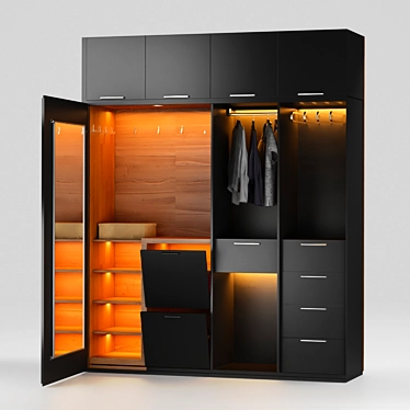 Animated Wooden Wardrobe: V-Ray Compatible 3D model image 1 