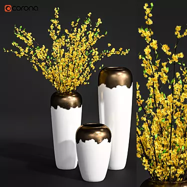 Elegant Flower Pot Bouquet 3D model image 1 