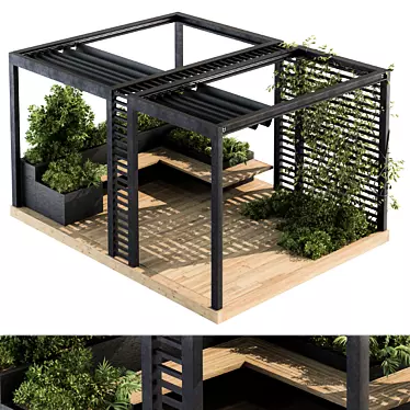 Elevated Pergola Garden Set 3D model image 1 