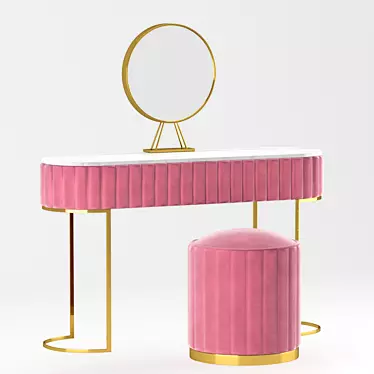 Marble Base Pink Dressing Table 3D model image 1 