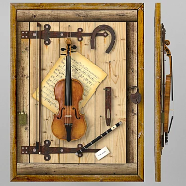 Melodic Melodies: Violin and Music Panel 3D model image 1 