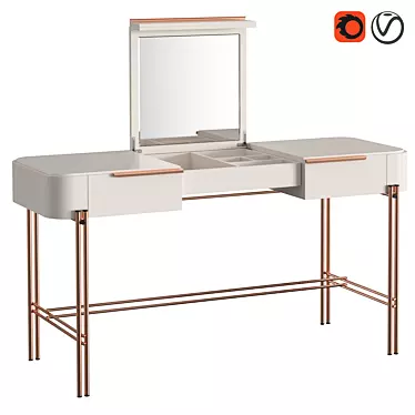 Bamboo Dressing Table: Modern Style with Mirror & Drawers 3D model image 1 
