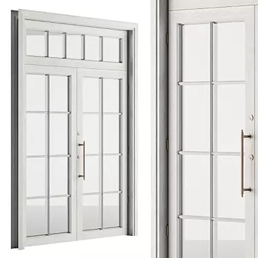 White Vintage Glass Door Set 3D model image 1 