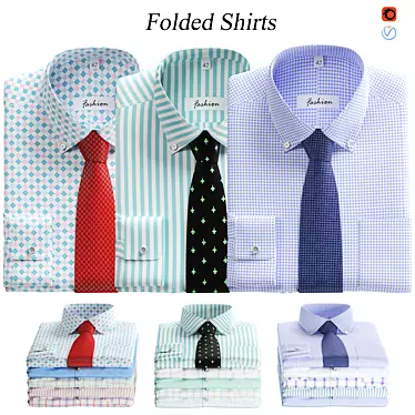 Neatly Folded Shirt Set 3D model image 1 