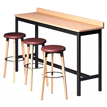 Sleek Bar Table & Chairs 3D model image 1 