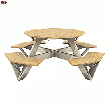 Wooden Multifunctional Garden Bench-Table 3D model image 1 