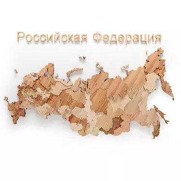 Russian Wooden Map: City Names 3D model image 1 