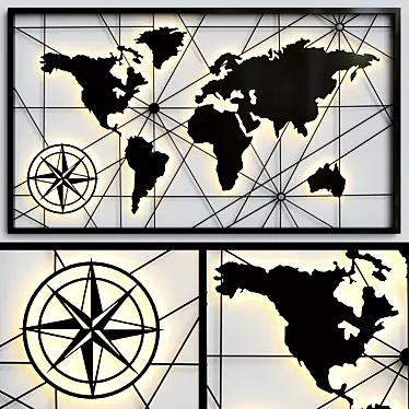 Vintage World Map Wall Decor 3D model image 1 