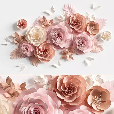 Paper Flower Composition: Vibrant & Versatile Floral Decor 3D model image 1 