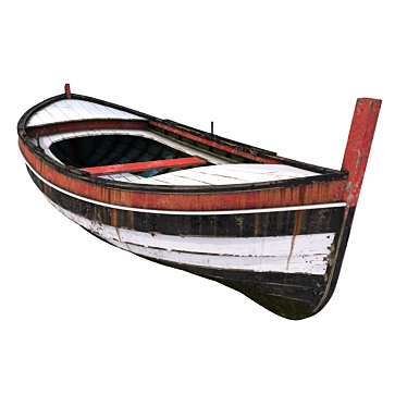 Rustic Vintage Wooden Boat 3D model image 1 