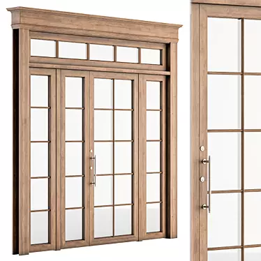Neo Classic Glass & Wood Door 3D model image 1 