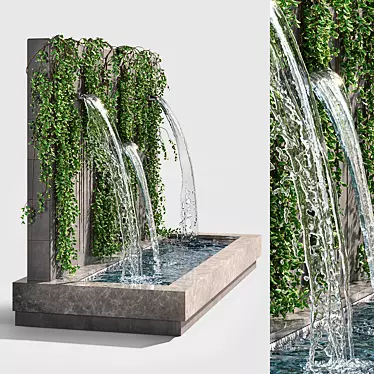 Ivy Wall Fountains: Serene Elegance 3D model image 1 