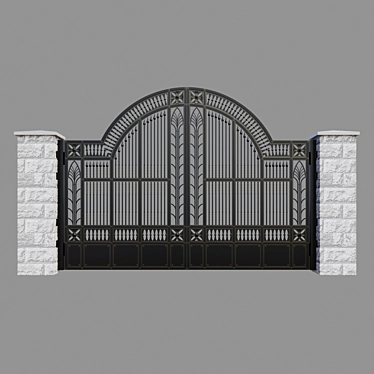 Elegant Iron Gates - Enhance Your Entrance 3D model image 1 