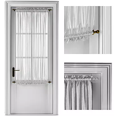 Modern Entry Door with Curtain 3D model image 1 