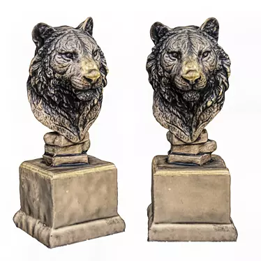 Regal Lion Head Sculpture 3D model image 1 